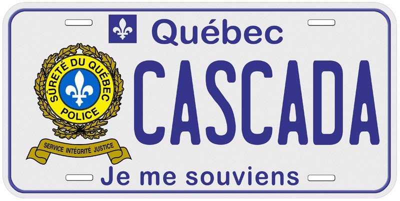 Surete Du  Quebec Liscence Plate
